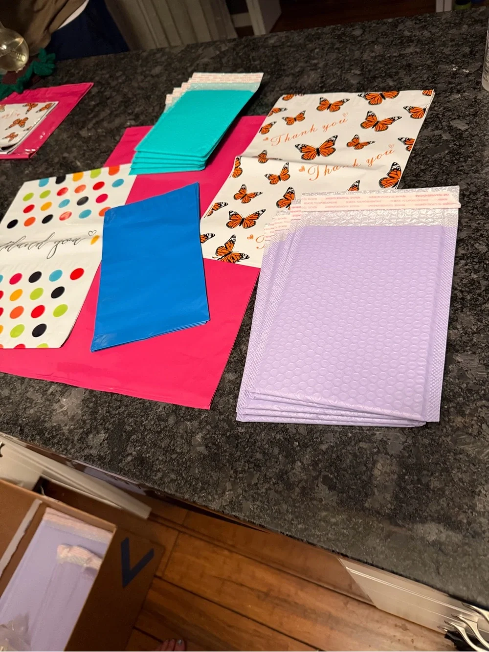 Bundle of 35 Poly & Bubble Mailers Assorted Sizes & Colors Butterfly & Dot Set